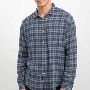 Rails Mens Lennox Brushed Plaid Long Sleeve Flannel Shirt Ocean Blue Size L New